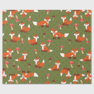 Cottagecore-Fuchs-Pilz-Wald-Forst-Punkte Geschenkpapier