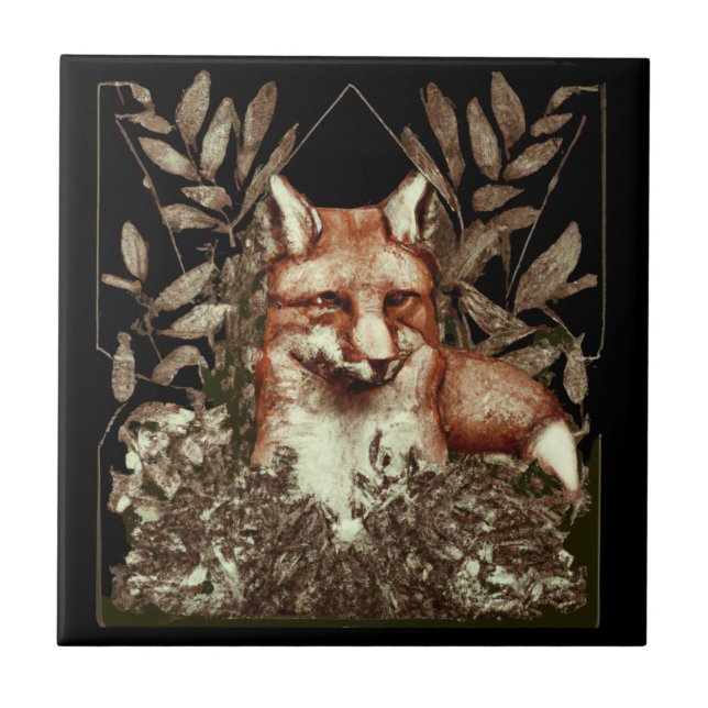 Cottagecore Fuchs Vintage Fliese (Vorderseite)