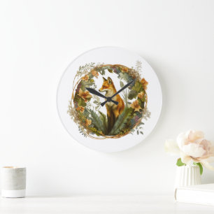 Cottagecore Fuchs Vintage Große Wanduhr