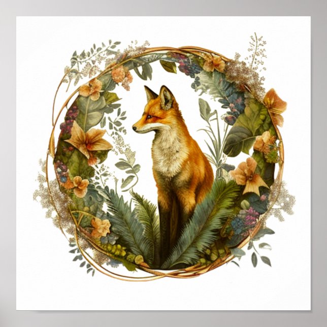 Cottagecore Fuchs Vintage Poster (Vorne)
