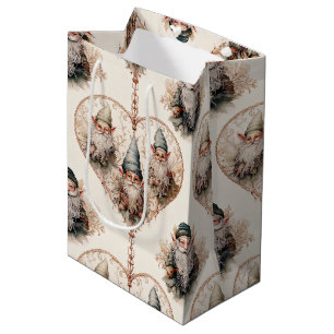 Cottagecore-Garten-Gnom Vintage-Aquarell Mittlere Geschenktüte