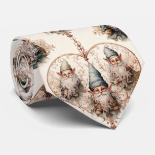 Cottagecore-Garten-Gnom-Vintage-Aquarellmuster Krawatte