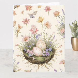 Cottagecore-Garten-Oster-Eier-Nester Vintage-Bota Karte