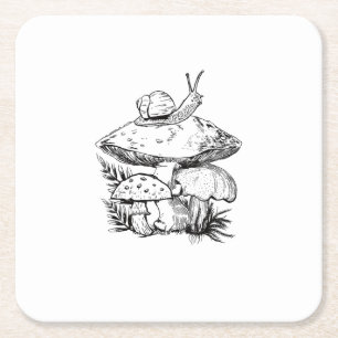 Cottagecore Goblincore Pilz Schnecke Rechteckiger Pappuntersetzer