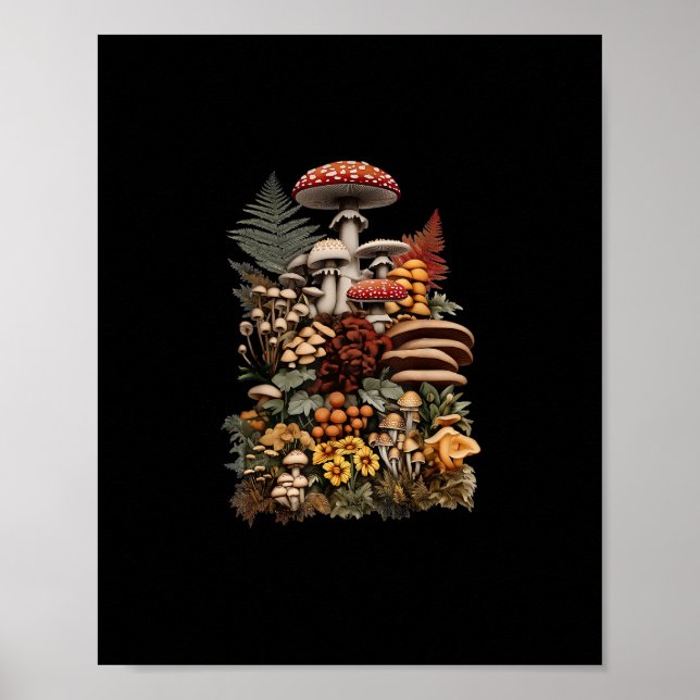 Cottagecore Goblincore Pilzesuche Poster (Vorne)