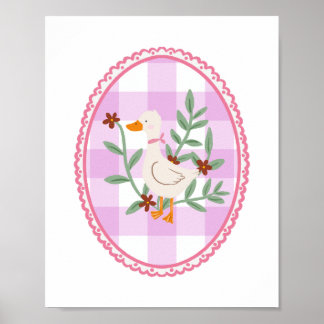 Cottagecore Goose Illustration - Cute White Duck Poster