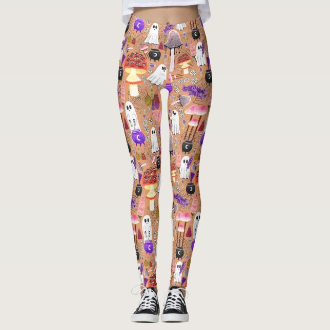 Cottagecore Halloween Ghouls Leggings (Vorderseite)