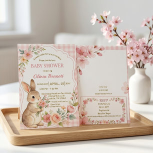 Cottagecore-Häschen-Blumen-Mädchen-Baby-Party-Einl Einladung
