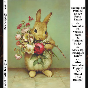 Cottagecore Hase & Gartenblumen FB7L Decoupage Seidenpapier