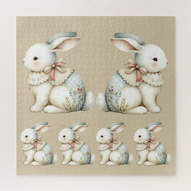 Cottagecore-Hasen-Charm-Babydecke Puzzle (Vertikal)