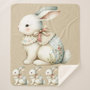 Cottagecore-Hasen-Charm-Babydecke Sherpadecke