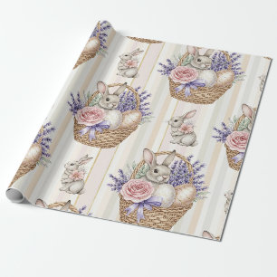 Cottagecore-Hasenkorb Florales Ostern Frühling Geschenkpapier