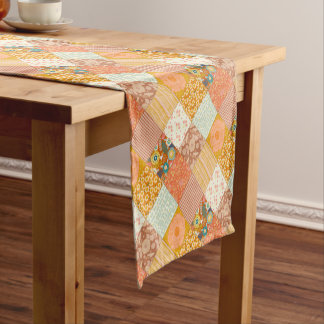 Cottagecore Herbst Blumen Patchwork Quilt Muster Kurzer Tischläufer