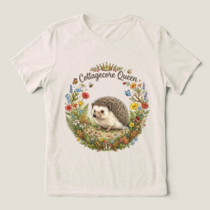 Cottagecore Königin Süßer Igel Blumenkranz Tri-Blend Shirt