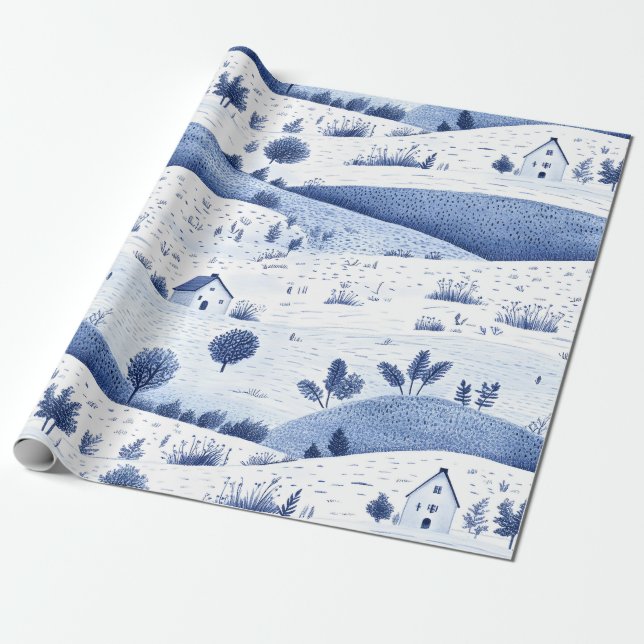 Cottagecore-Land-Toile-Muster Geschenkpapier (Ungerollt)