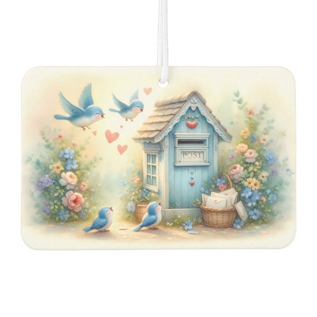 Cottagecore Liebesbriefe Blaue Postbox Autolufterfrischer (Vorderseite)