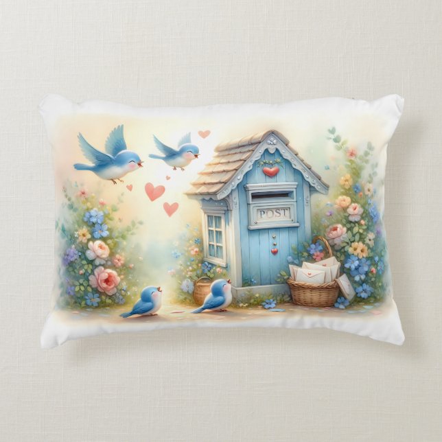 Cottagecore Liebesbriefe Blaue Postbox Dekokissen (Vorderseite)