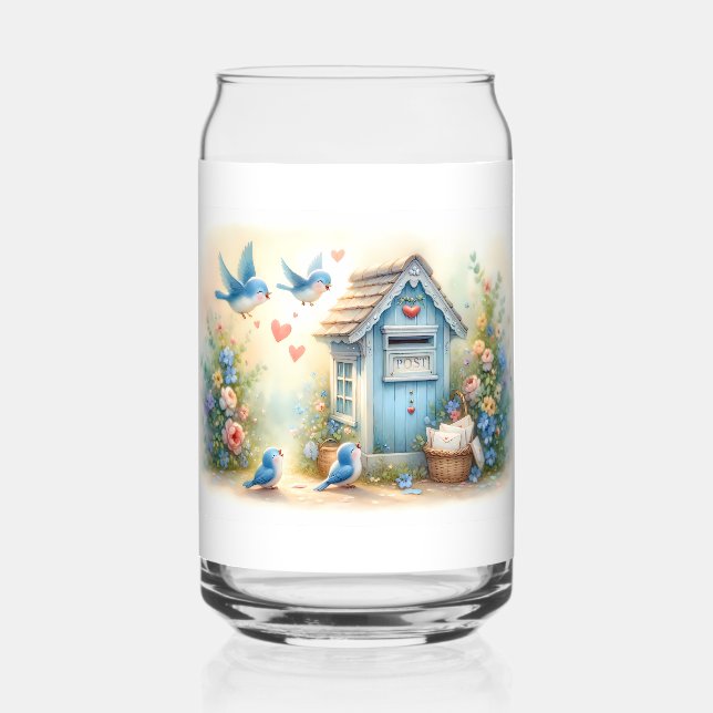 Cottagecore Liebesbriefe Blaue Postbox Dosenglas (Vorderseite)