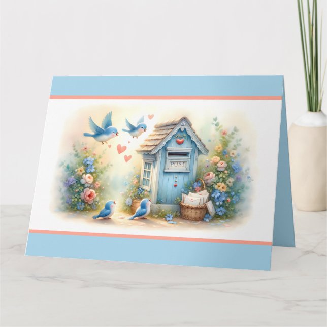 Cottagecore Liebesbriefe Blaue Postbox Karte (Vorderseite)