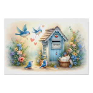 Cottagecore-Liebesbriefe Blauepost-Briefkasten Poster
