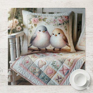 Cottagecore-Liebesvogel-Blumen-Quilt-Szene Puzzle