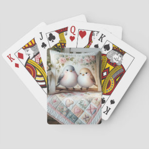 Cottagecore-Liebesvogel-Blumen-Quilt-Szene Spielkarten