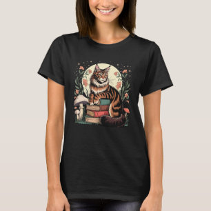 Cottagecore Maine Coon Katze & Bücher Leser Whimsi T-Shirt