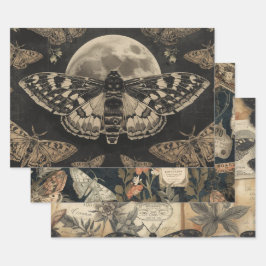 Cottagecore-Mondfalter-Gothik-Garten Geschenkpapier Set