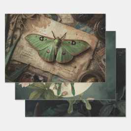 Cottagecore-Mondschmetterling Gothic-Mondfalter No Geschenkpapier Set