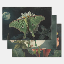 Cottagecore-Mondschmetterling Gothischer Mondschme Geschenkpapier Set