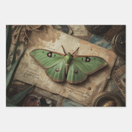 Cottagecore-Mondschmetterling Gothischer Mondschme Geschenkpapier Set