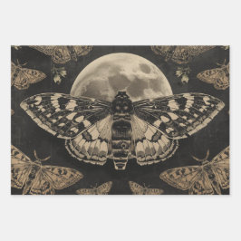 Cottagecore Moon Moth Gothic Garden Geschenkpapier Set