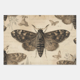 Cottagecore Moon Moth Gothic Garden Geschenkpapier Set