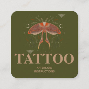Cottagecore-Motten-Tattoo-Nachbehandlungsanweisung Quadratische Visitenkarte