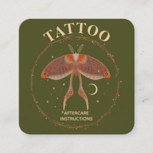 Cottagecore-Motten-Tattoo-Nachbehandlungsanweisung Quadratische Visitenkarte