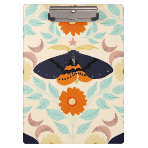 Cottagecore-Mottenmuster-Kunst Retro-Blumendesig Klemmbrett