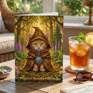 Cottagecore-Orangen-Tabby-Katze-Sommer-Geburtstag Karte