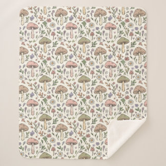 Cottagecore Pastel Cream Fungi Seamless Pattern Sherpadecke