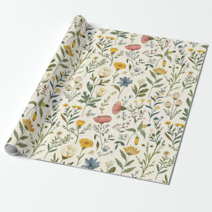 Cottagecore-Pastell-Wildblumen-Geschenk Geschenkpapier