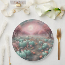 Cottagecore personalisiertes Rosa & Mint-Kürbisfel