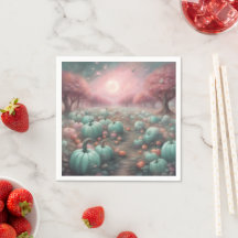 Cottagecore personalisiertes Rosa & Mint Kürbisfel