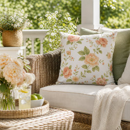 Cottagecore Pfirsichfarbene Rosenblüten Kissen