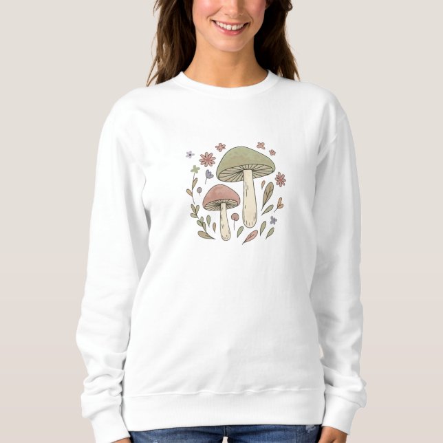 Cottagecore-Pilz-Botanik-Grafik Sweatshirt (Vorderseite)