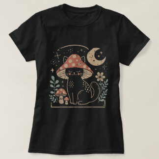 Cottagecore Pilz Katze Feen-Ästhetik T-Shirt