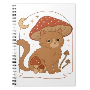 Cottagecore Pilz Katze mit Hut � Niedlich Vintage  Notizblock