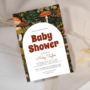 Cottagecore Pilz Nahtloser Babyshower Einladung
