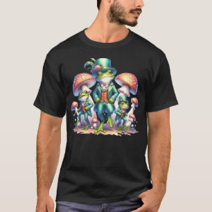 Cottagecore Pilze Fancy Tanzende Grüne Frösche T-Shirt
