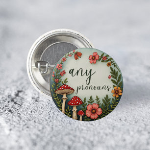 Cottagecore-Pronomen-Pin für alle Pronomen LGBTQ Button