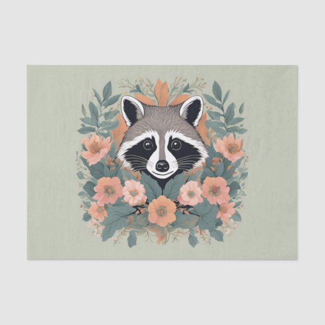 CottageCore-Raccoon-Dekoupage Seidenpapier (Vorderseite)