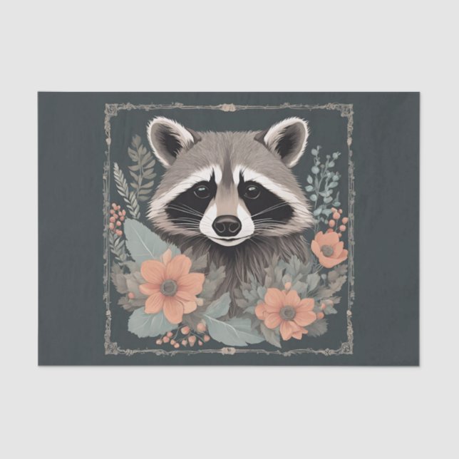 CottageCore-Raccoon-Dekoupage Seidenpapier (Vorderseite)